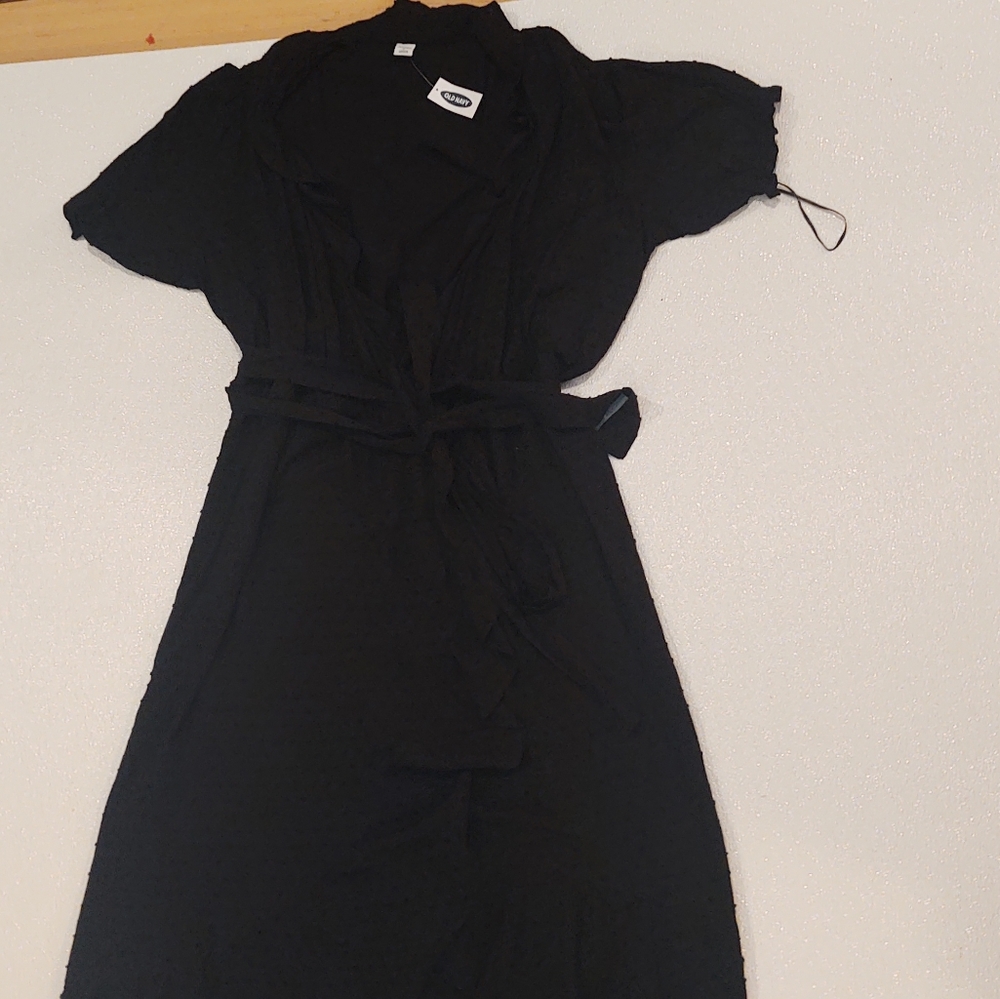 Old Navy Black Midi Wrap Dress